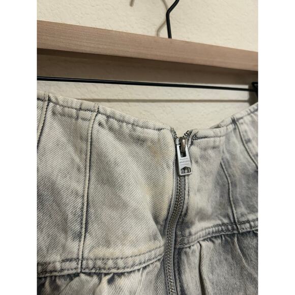All Saints Women's Size 8 Denim Skirt Y2K Mini Skater Acid Washed Preppy - Picture 8 of 10